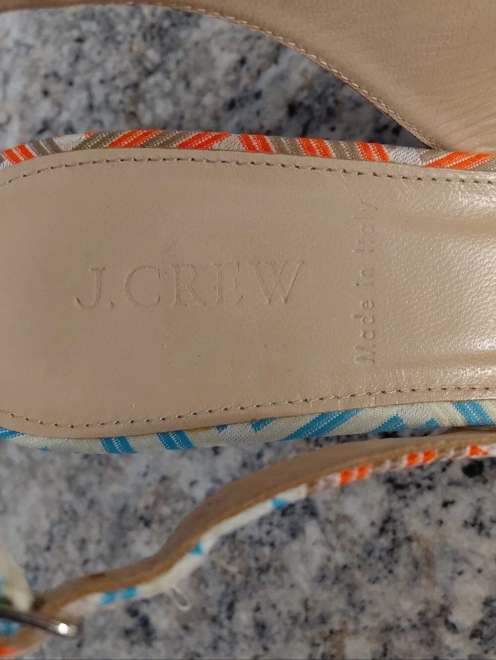 J. Crew Teal & Coral Leather Slingback Heels With A Bow